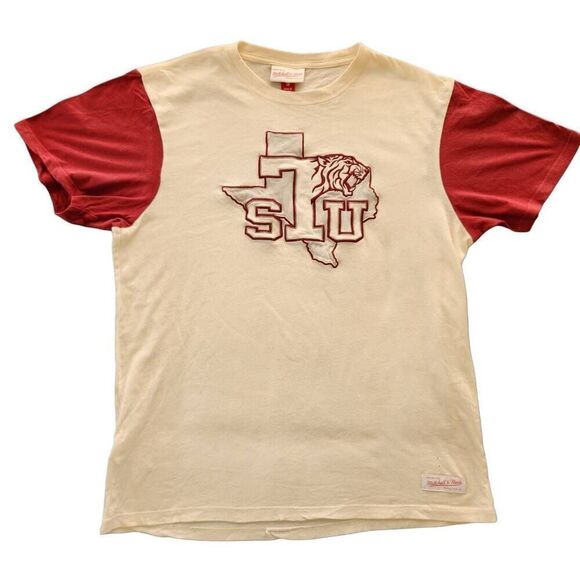 Mitchell & Ness adult unisex small cream red Texas Southern University t-shirt v - Picture 1 of 5